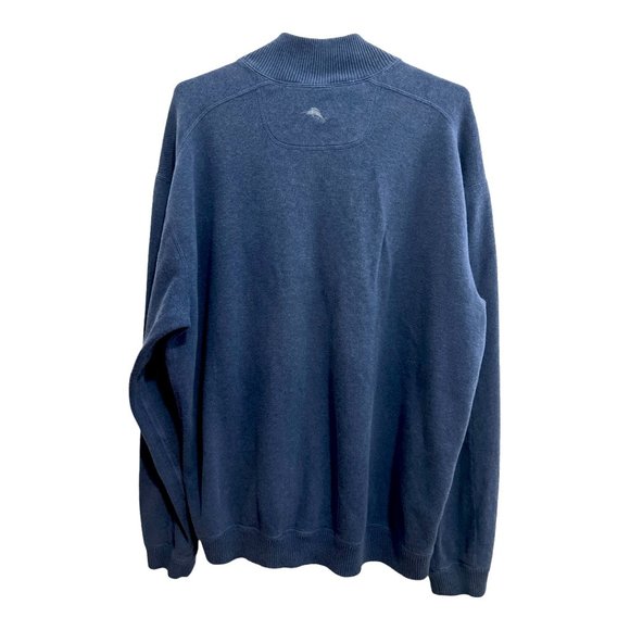 Tommy Bahama Men's Navy Blue 1/4 Zip 100%  Cotton Pullover Sweatshirt XL - Picture 8 of 12